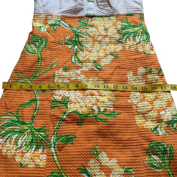 Lilly Pulitzer Bowen Strapless Dress Sz 0 Beaded Orange White Floral Cotton - Picture 14 of 16